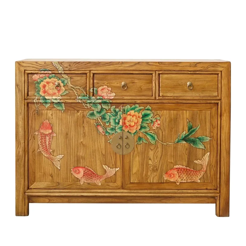 

Bookcase Wardrobe Solid Wood Locker Vertical Cabinet File Cabinet Elm Furniture Log Cabinet