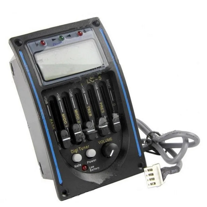 1 шт., предусилитель для акустической гитары, 5-полосный эквалайзер, гитарный звукосниматель, предусилитель, тюнер, профессиональные детали для гитары, аксессуары