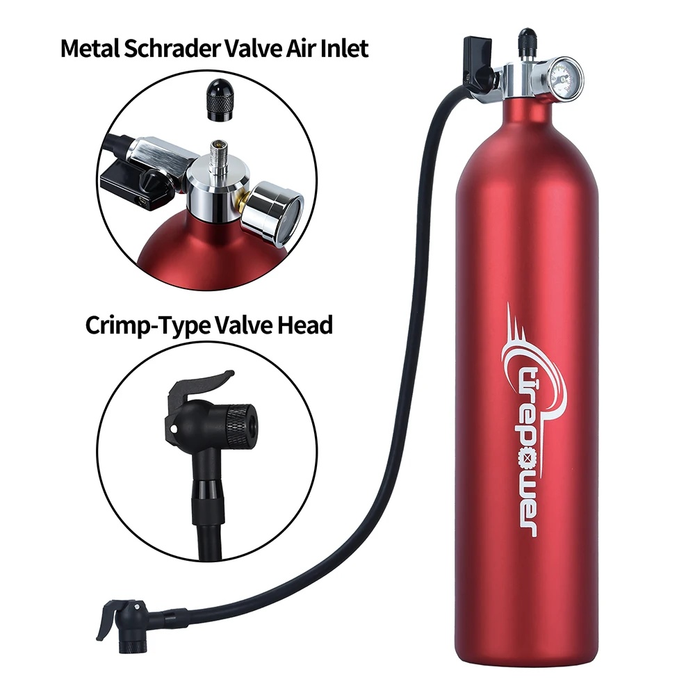 Ctrepower Tyre Air bottle Tire Booster with Valve Gas Cylinder Pressure Gauge For Bike Vacuum Tubeless Tire MTB Road RoInflator