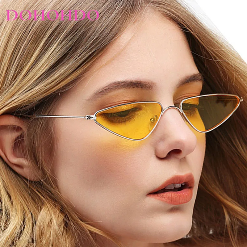 

Punk Metal Inverted Triangle Cat Eye Small Frame Women Sunglass Luxury Designer Men Sunglass Popular Travel Party Eyewear UV400