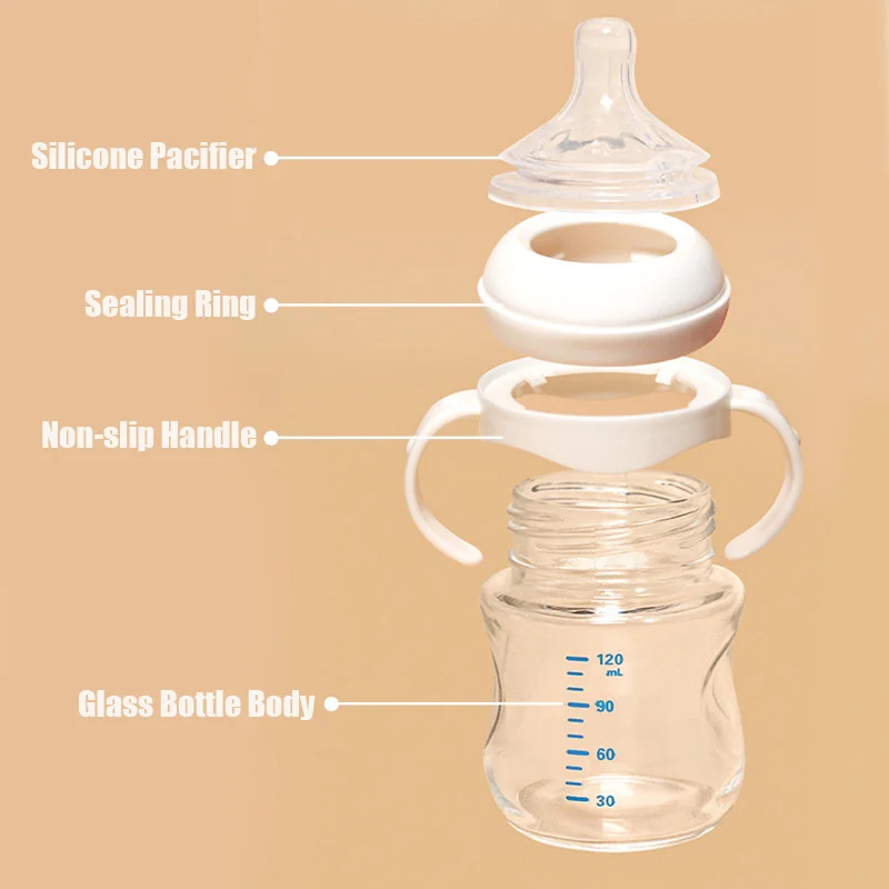 BPA Free Glass Baby Bottles With Natural Response Nipple Slow Flow Anti Colic Newborn Breastfeeding Bottle Baby Stuff