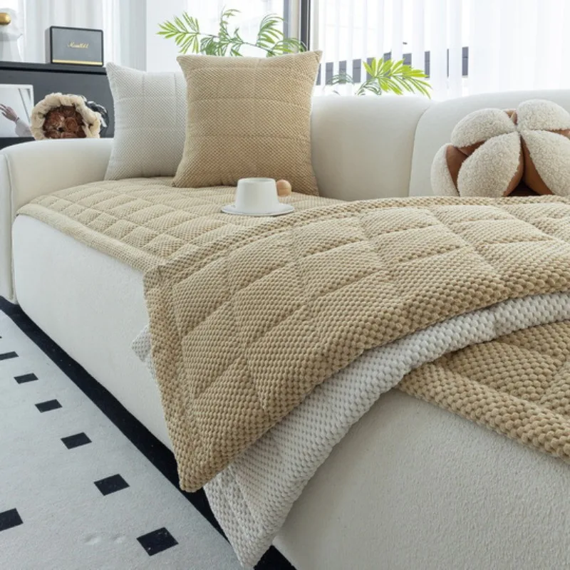 

Осенне-зимний толстый чехол для дивана, тканевый прямой ряд, цельная противоскользящая подушка для дивана, современный и простой стиль, приятный для кожи