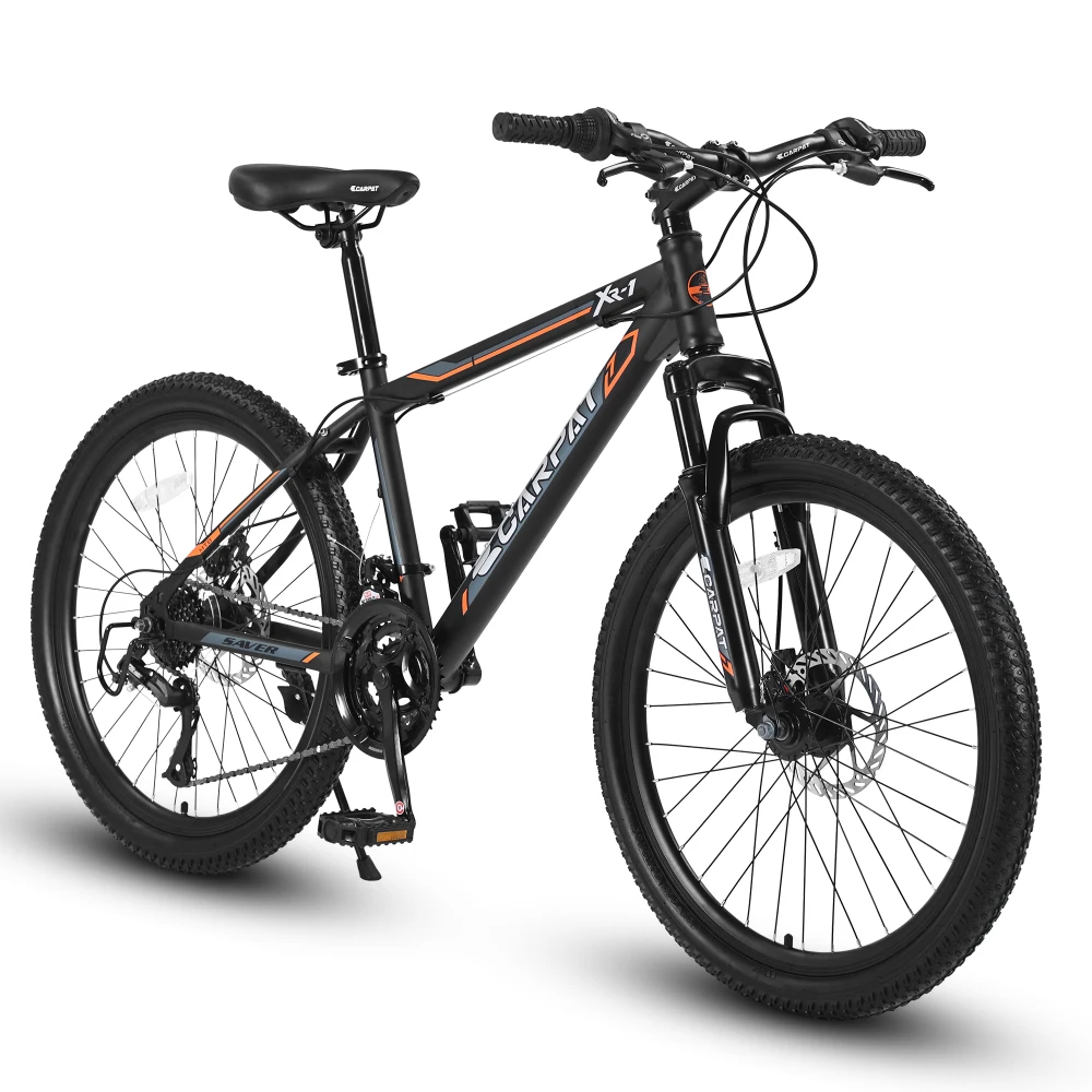

S24102 24-Inch MTB Boys/Girls Steel Frame Shimano21-Speed Dual Disc Brakes Front Suspension