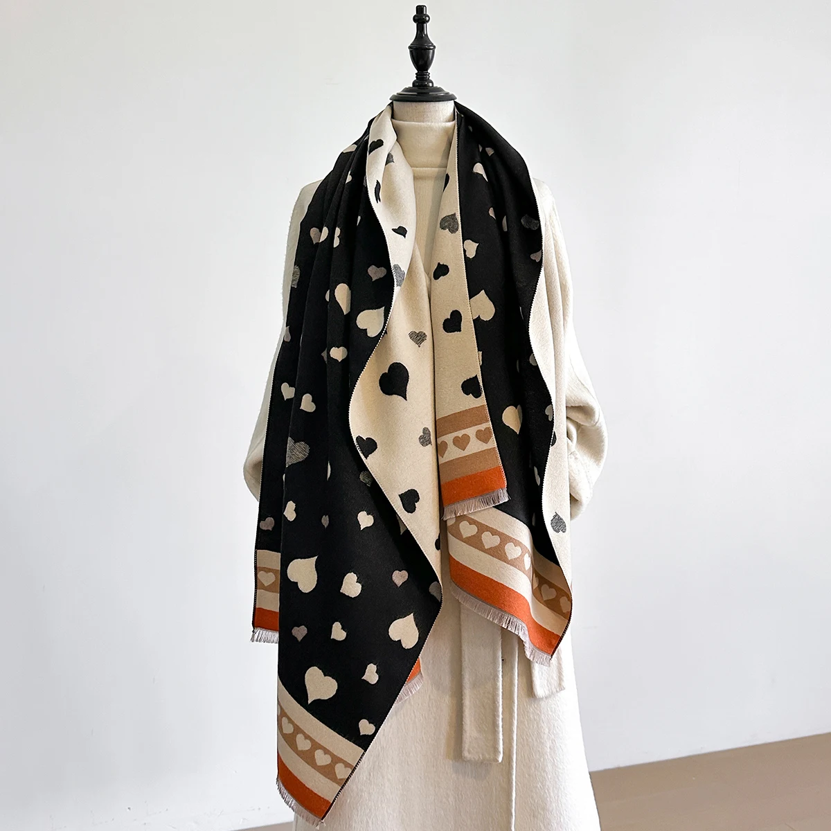 

Дизайн 2025 года, зимняя теплая кашемировая шаль, модный шарф, женский шейный платок, платки на голову из пашмины, женское пончо, бандана Echarpe
