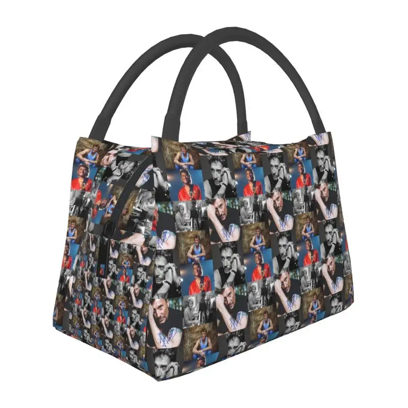 

French Rock Singer Johnny Hallyday Insulated Lunch Bags for Work Office Portable Thermal Cooler Bento Box Women