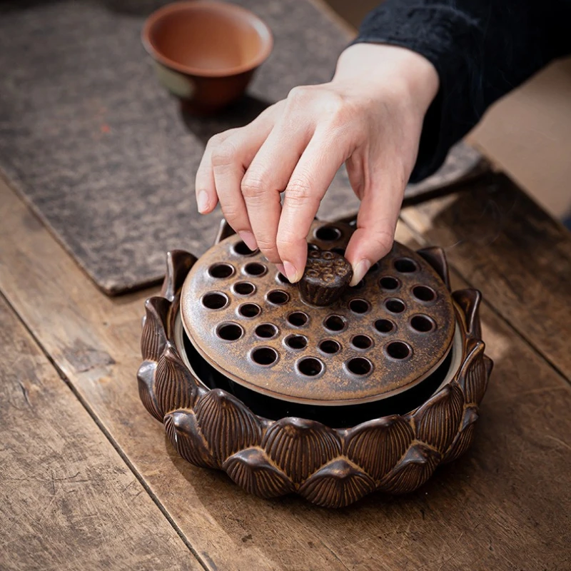 Zen Retro Sandalwood Incense Burner Tea Ceremony Ornament Antique Incense Burner Ceramic Chinese Style Agarwood Aromatherapy Bur
