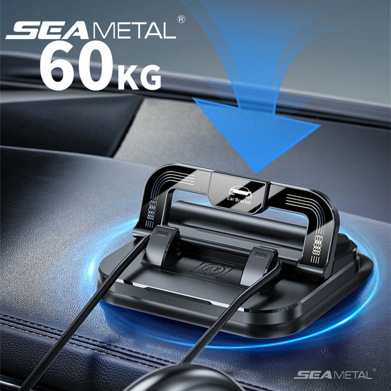 SEAMETAL Armaturenbrett-Autotelefonhalter, 360-Grad-Drehung, Navigation, Telefonhalterung, rutschfeste Silikonhalterung, Parkplatz, Telefonnummernschild
