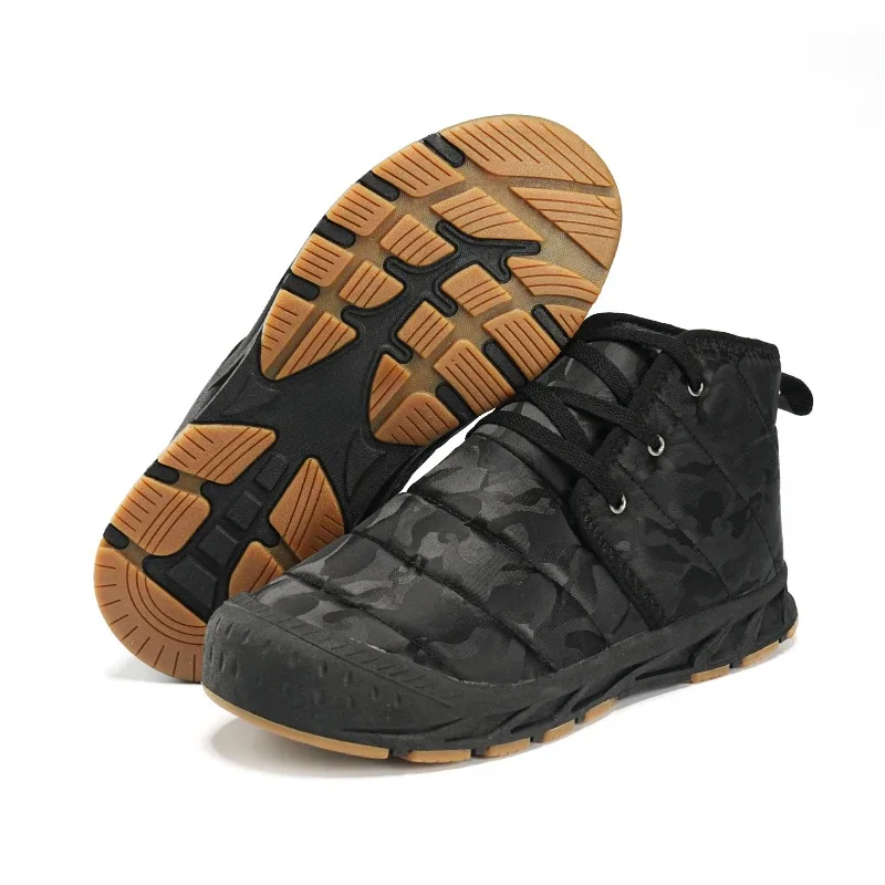 

New winter men's fashionable fleece warm snow boots, outdoor hiking boots, cotton shoes, cotton boots for the elderly
