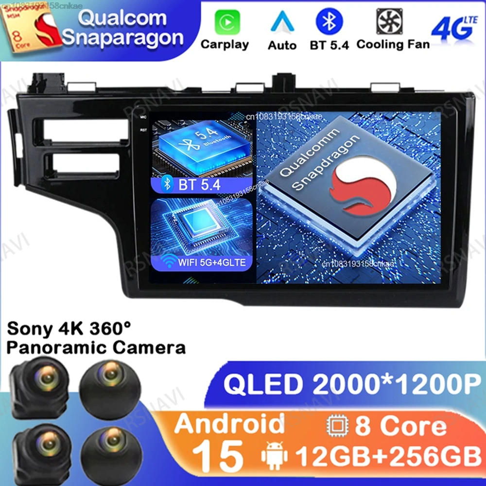 

Android 15 For Honda Fit Jazz 2014 2015 2016 2017 Viedo Player Autoradio Qualcomm Wireless Carplay Auto GPS BT Multimedia QLED