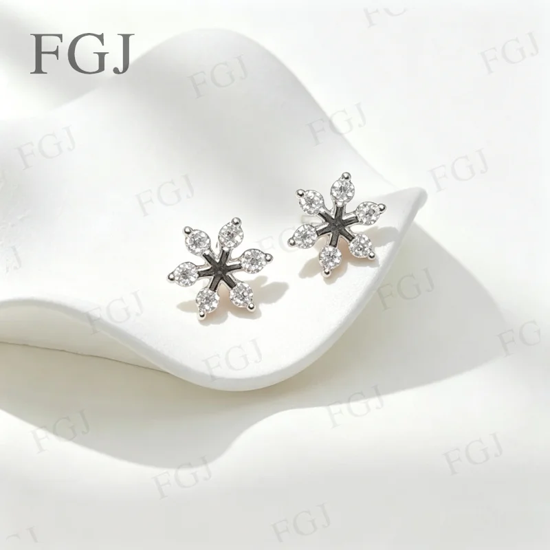 S925 Sterling Silber Schneeflocken-Ohrstecker D-Farbe Moissanit-Ohrringe Schwarz/Champagner für Damen Jubiläum Feiner Schmuck Geschenk – Detail 10