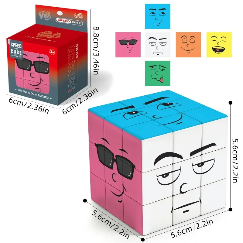 Magic 3x3x3 Smiley Face UV Fun, jouet anti-stress professionnel, idéal pour les jeux de vitesse, souple et résistant, convient aux jouets éducatifs et aux cadeaux.