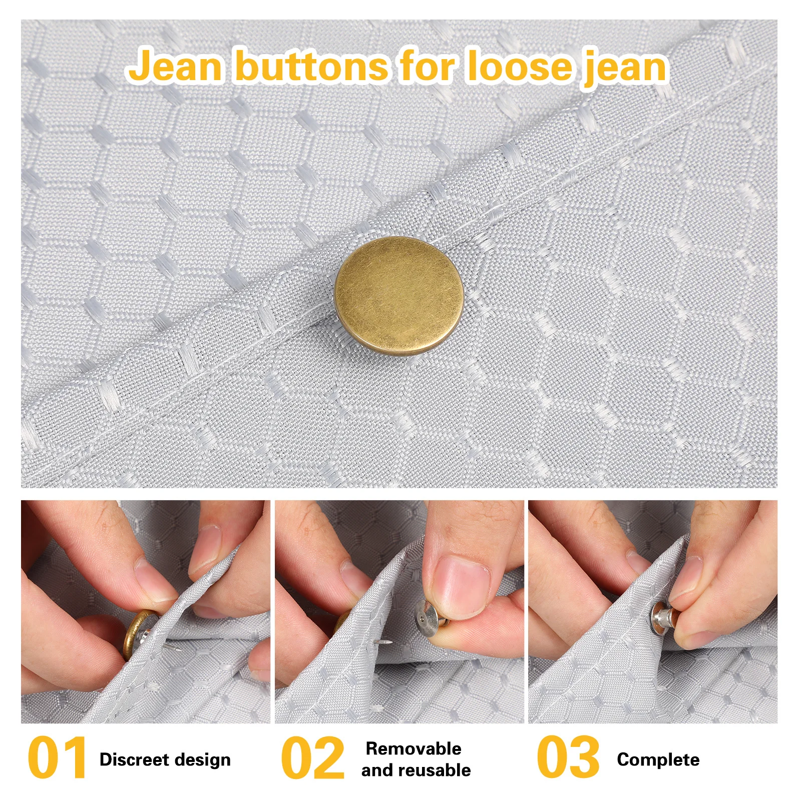 

30pcs Silver Copper Waist Buttons Pins for Jeans Trouser Adjuster Detachable Reusable No Sew Instant Tailoring