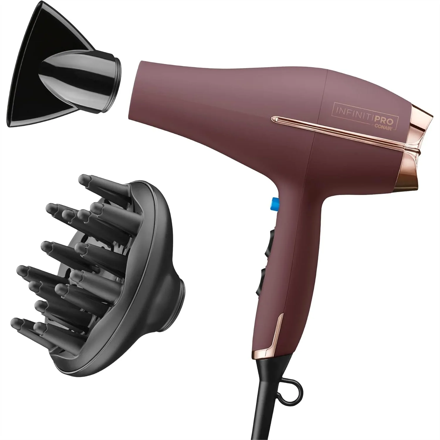 

1875W Hair Dryer with AC Motor, Ceramic Technology, Diffuser & Concentrator Attachments, 3 Heat 2 Speed Settings
