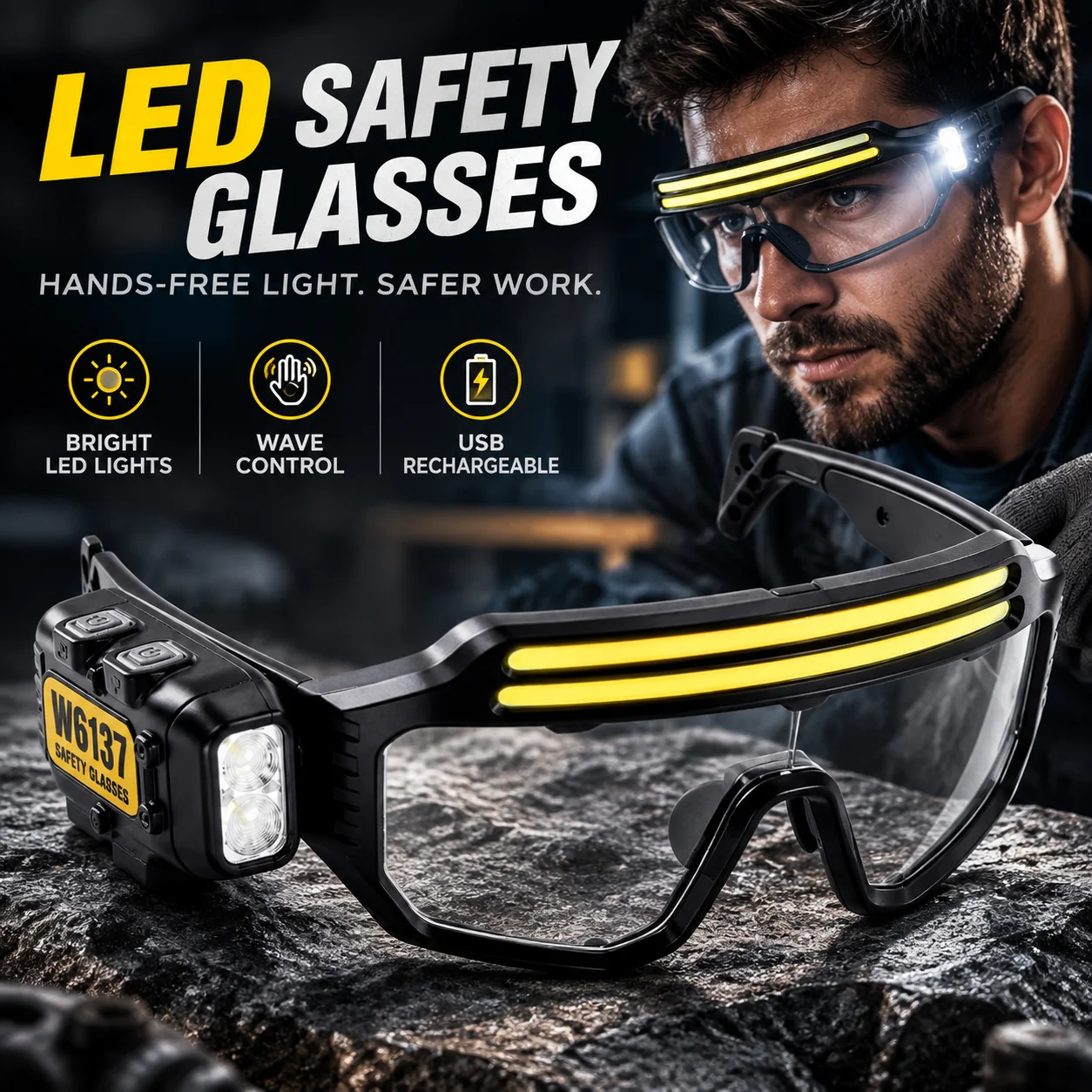 Rechargeable Rechargeable Safety Glasses COB Protective Eyewear with Headlamp Rechargeable Check Engine Light Multifunctional Goggles Light - Aliexpress Deal