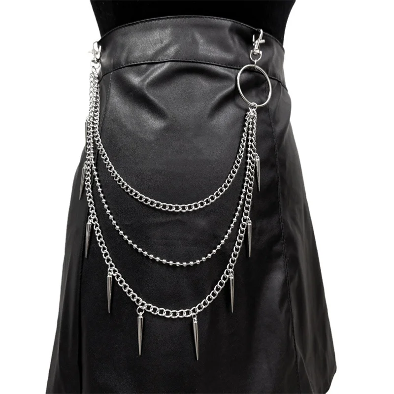 New Hip-hop Punk Metal Rivets Pants Chain Multi-layer Waist Chain Dress Up Pants Hundred With Jewelry