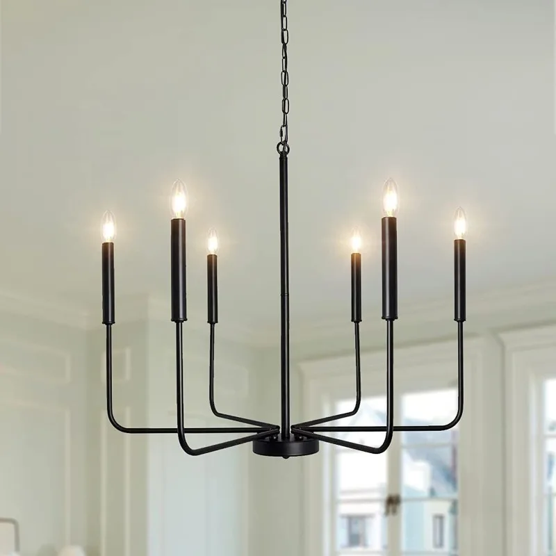 

Modern Simple Living Room Bedroom Pipe Chandelier Industrial Wind Wrought Iron Chandelier Farmhouse Balcony Aisle Lamp