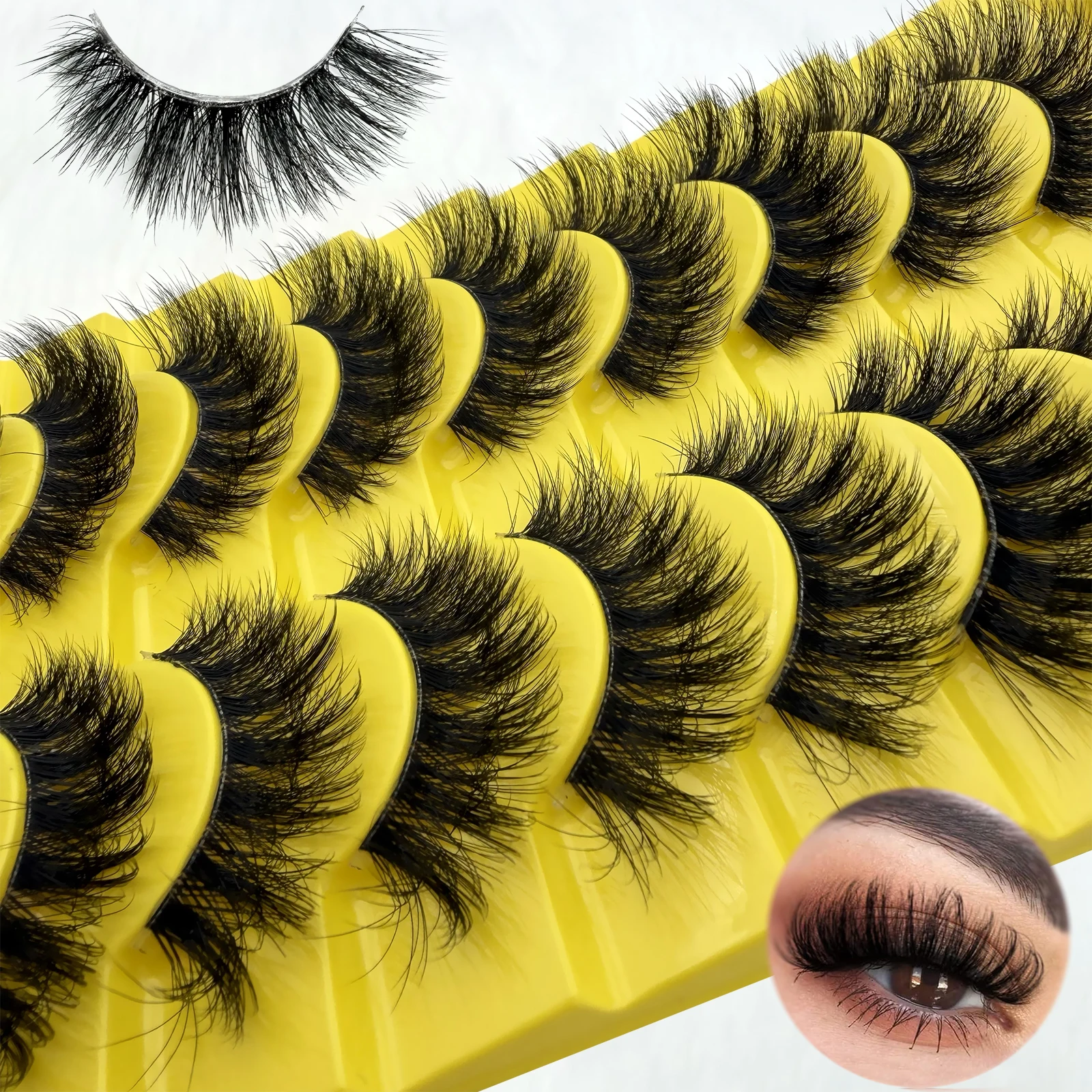 10ペア フェイクミンクまつげ ふわふわつけまつげ フルウィスピーまつげ 8Dボリュームカールつけまつげ