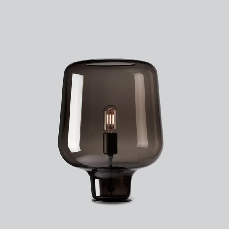 

Nordic modern creative smoke gray glass desk lamp personalized art bedroom bedside room light luxury decorative lamps