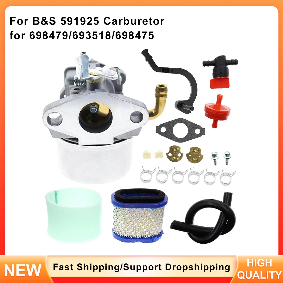 

591925 Carburetor Kit Replacement for Briggs & Stratton - Fits 698479 693518 698475 - For Lawn Mower Engine