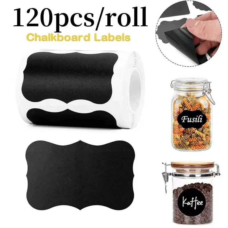 120 Pcs Blackboard Stickers White Pens Marker Waterproof Chalkboard Kitchen Spice Label Sticker Home Jars Bottles Tags Labels