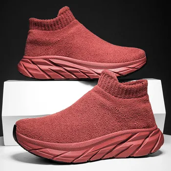 Nuove scarpe da corsa con calzino invernale da donna alte in pelliccia calda da uomo sneakers robuste moda casual scarpe sportive con piattaforma da esterno per uomo