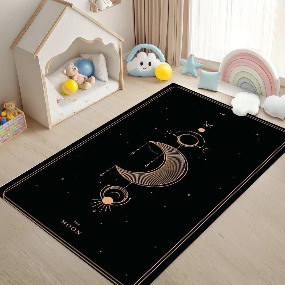 Vintage Stern Mond Mystik Teppich Böhmischer Teppich für Wohnzimmer Schlafzimmer Dekor Lounge Couchtisch Bodenmatte Yoga Matte Fußmatte