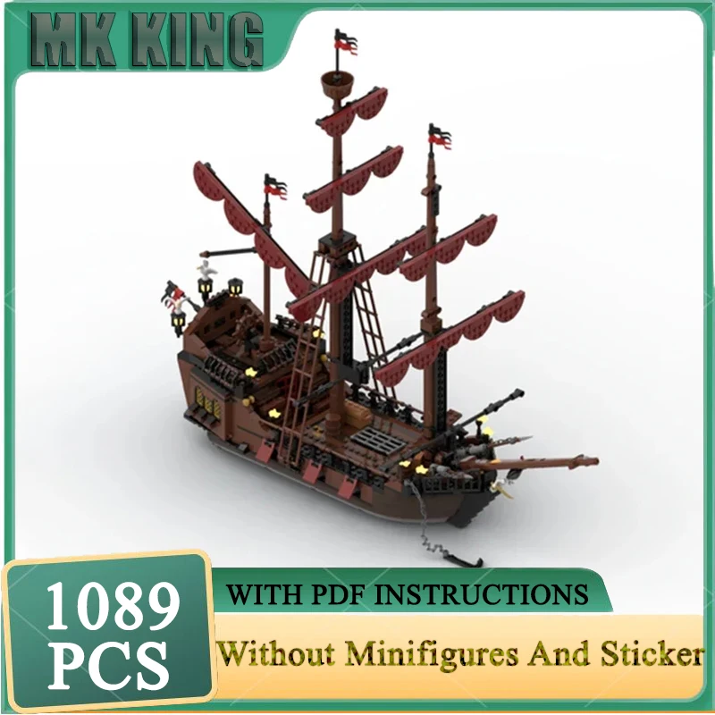 

Moc Building Blocks Pirate Ship Model Model Technical Bricks DIY Assembly Sea Transport Toys For Holiday Construstion Gifts