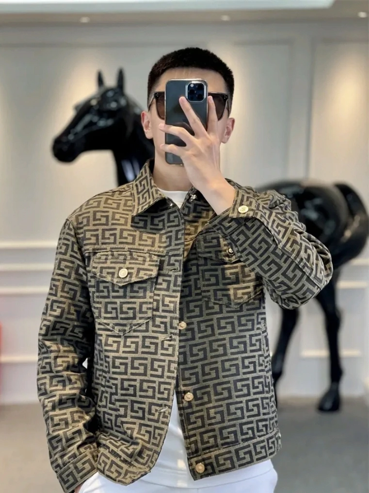 

Sli Simple Men's Denim Jaet Stand Collar Autumn New Faion Trendy Outerwear Youth Stand Fit Antibacterial Long ...