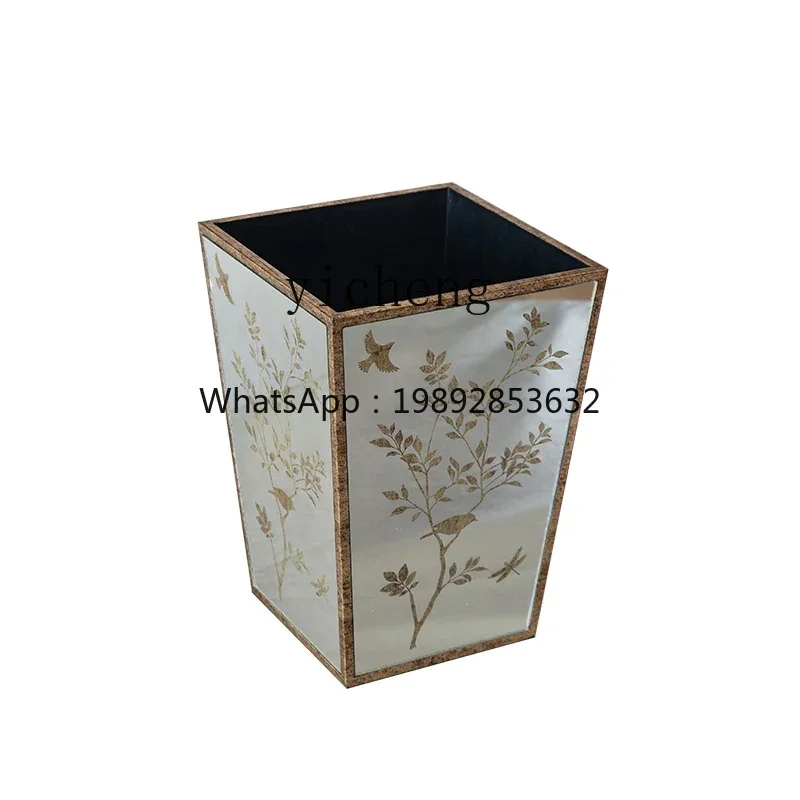 

BBZws.retro mirror plant flower bird paper basket storage bucket household flower utensils garbage storage bucket