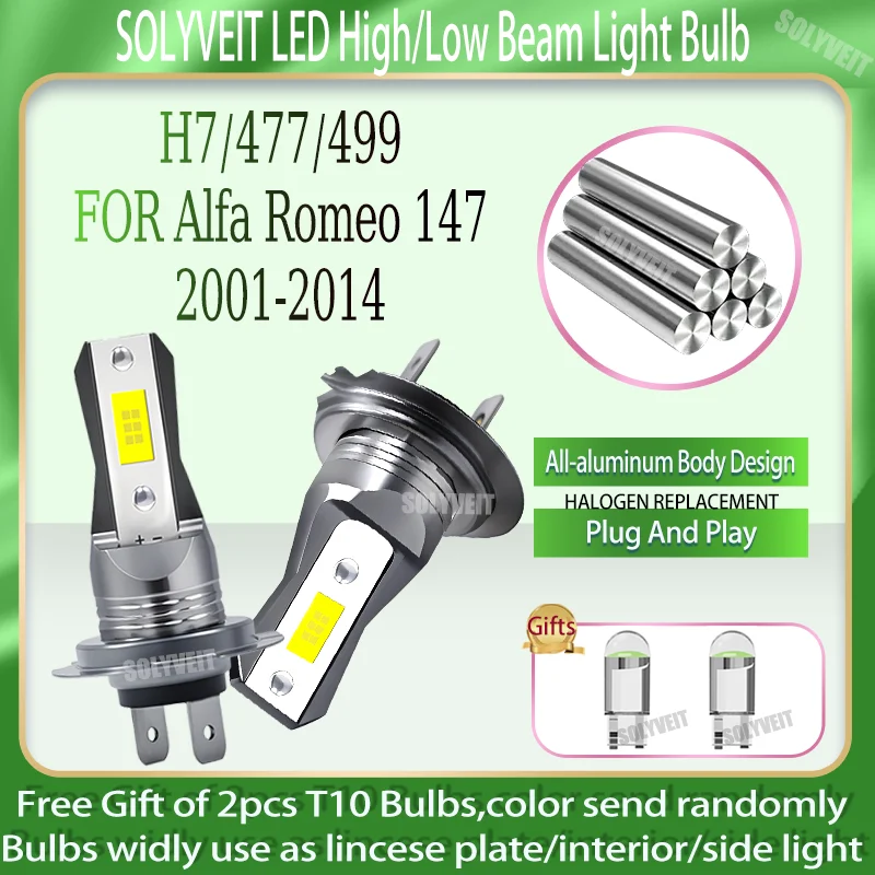 Una ruta clara para una visibilidad LED H7 mejorada ALTO bajo Para Alfa Romeo 147 2001 2002 2003 2004 2005 2006 2007 2008 2009 2010-2014