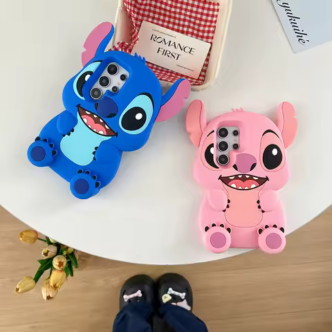 For Samsung Galaxy A14 A15 A16 A24 A25 A26 A34 A35 A36 A54 A55 A56 S22 S23 S24 S25 Plus Ultra 3D Stitch Soft Stand Holder Case