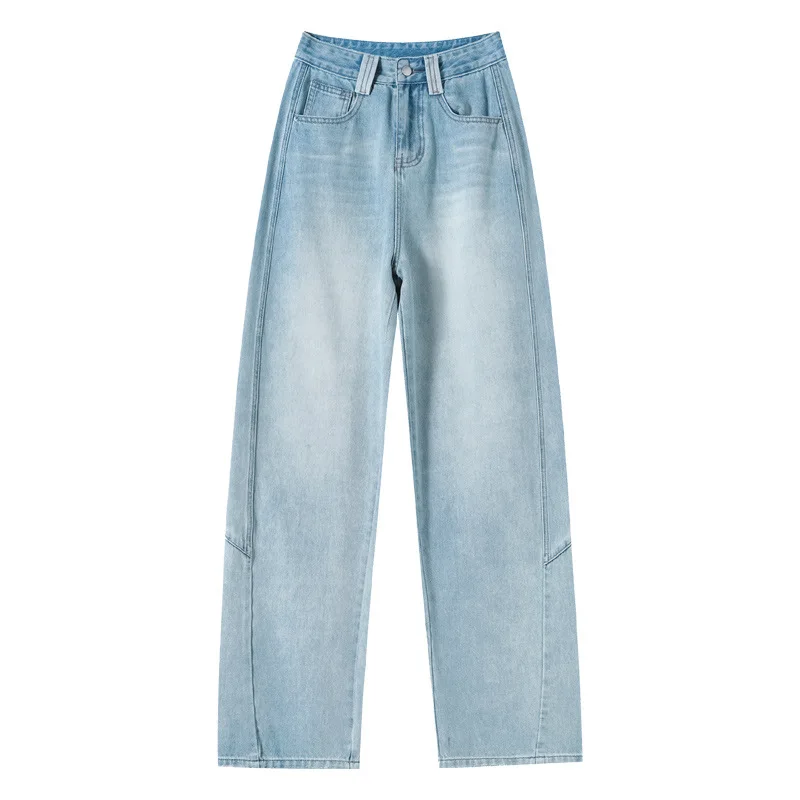 

Spring and Fall New Fashion Retro Blue Wide-leg Jeans for Women 2025 High-waisted Loose Comfortable Denim Straight Cutlar Pants