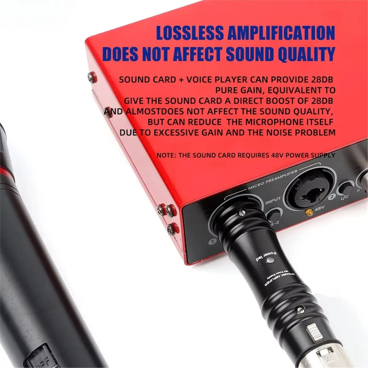 

【Some】Moving Coil Wired Handheld Microphone 48V 28dB Amplifier Live K-Song Microphone Gain for Home Outdoor Stage Performances