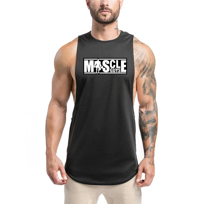 Men's Sleeveless Gym Bodybuilding Fitness Running Sport Tank Tops Verão de Alta Qualidade Respirável Algodão Moda Muscle Singlet