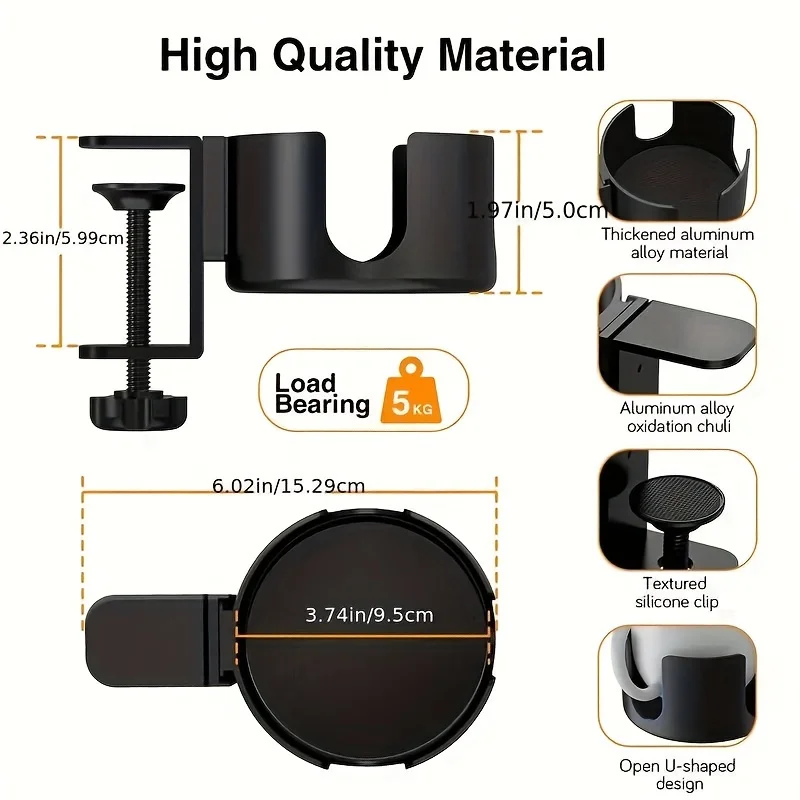 

Окрашенный алюминиевый настольный держатель для чашек - круглый защищенный от разливов зажим, настольный держатель для напитков - металлический органайзер для ручек