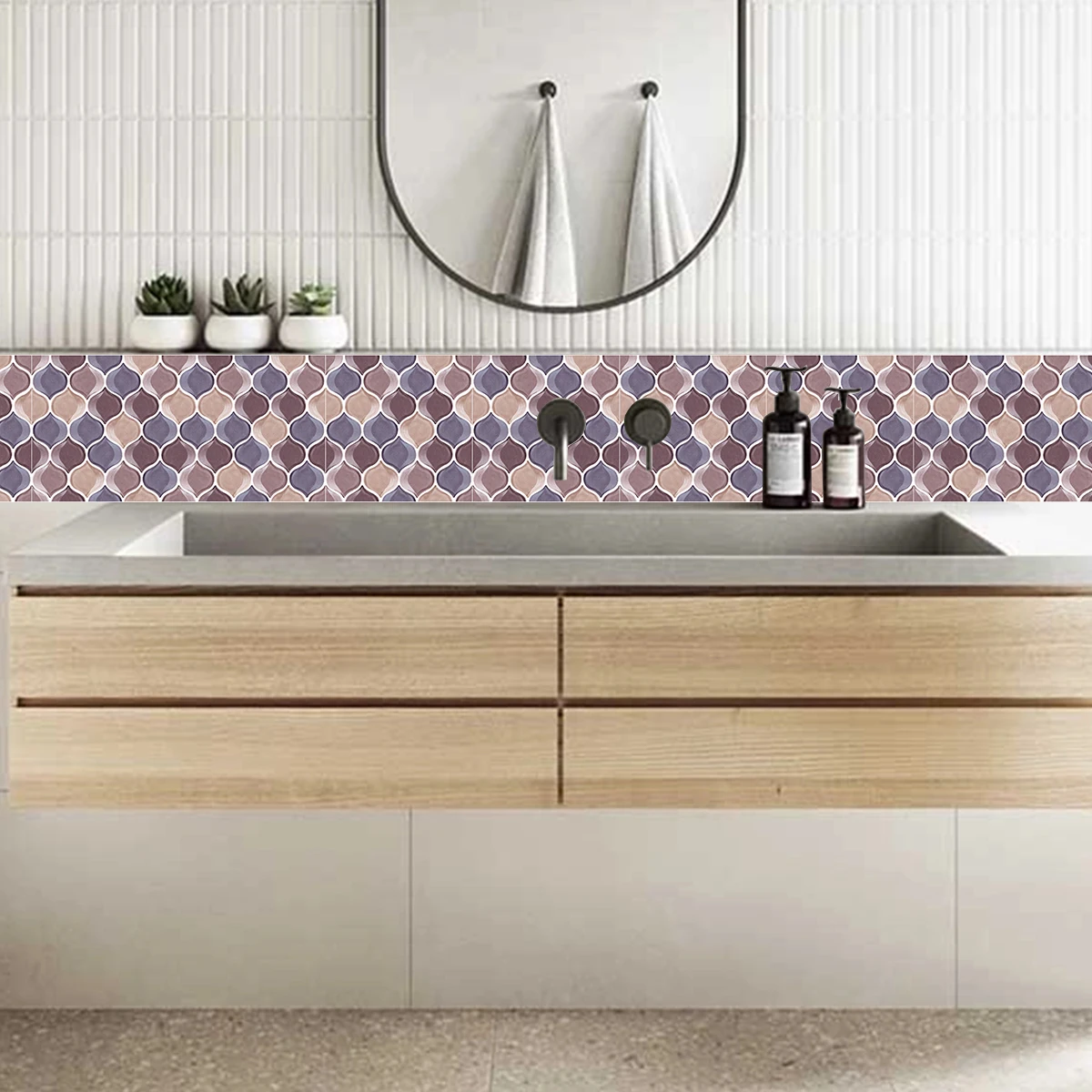 

Self adhesive PVC wall sticker Moroccan grid waterproof and scratch resistant home decoration wall sticker