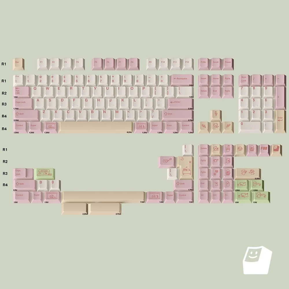 คีย์แคป FBB ลายดอกไม้ สีชมพู ลายหมู วัสดุ PBT สำหรับสวิตช์ MX รองรับคีย์บอร์ดแบบ Cherry Profile คีย์แคป DIY น่ารัก เหมาะเป็นของขวัญสำหรับผู้หญิง