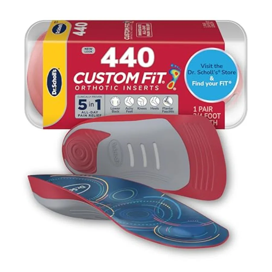 

Dr. Scholl's Custom Fit Orthotics 3/4 Length Arch Support Shoe Inserts - Plantar Fasciitis Relief Insoles for Men and Women Imm
