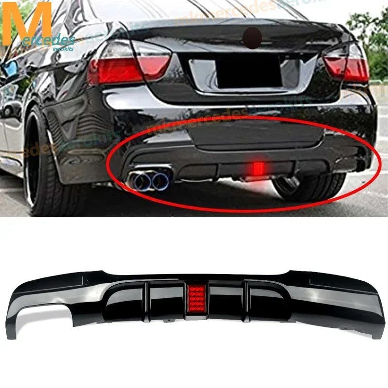 Rear Bumper Spoiler Lip with Led for Bmw 3 Series E90 318i 320i 328i 330i 335i 340i Diffuser with Brake Light 2005-2012