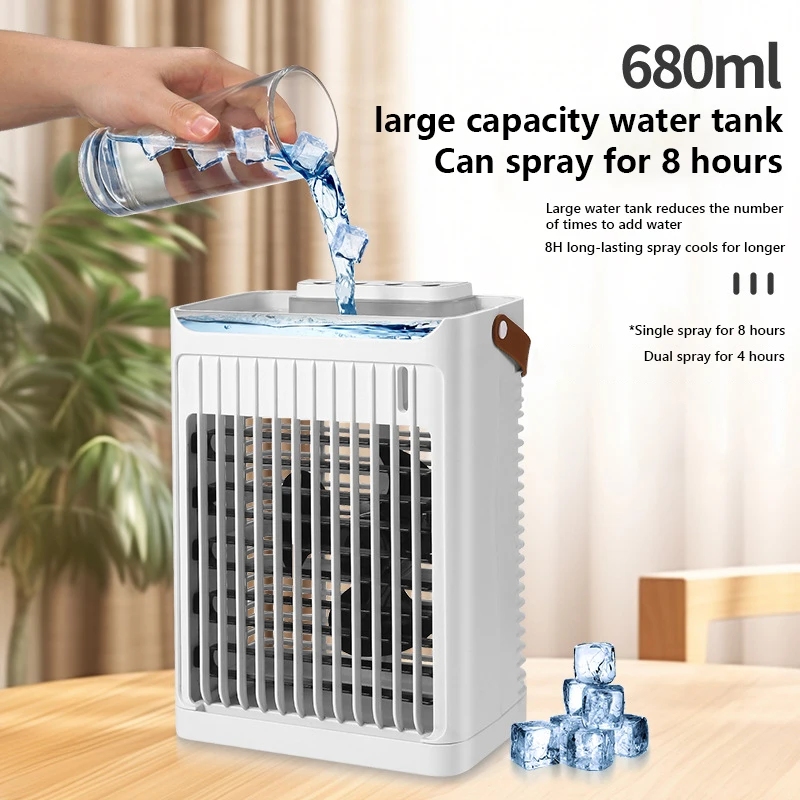Портативный вентилятор воздушного охлаждения Xiaomi с 7-цветным светодиодным ночником, баком для воды 6,8 л, 5 скоростей, энергосбережения для домашнего офиса, спальни