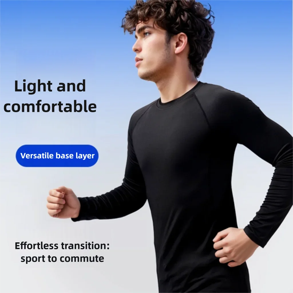 

Men’s Ribbed Long Sleeve Underscrub Top Slim Fit Medical Scrubs Undershirt T-Shirt Inner Wear White Black