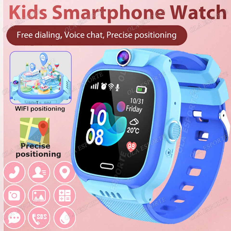 

New Kids Smartwatch GPS Location Tracker SOS Sim Call Child Smart Watches Camera IP68 Waterproof Watch Gift For IOS Android New