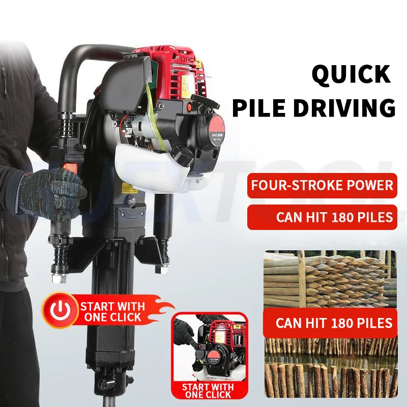 

Electric Starting 4 Stroke High-power Pile Driver Square Tube Small Pure Gasoline Steel Pipe Wooden Pile Triangular Pile Driver