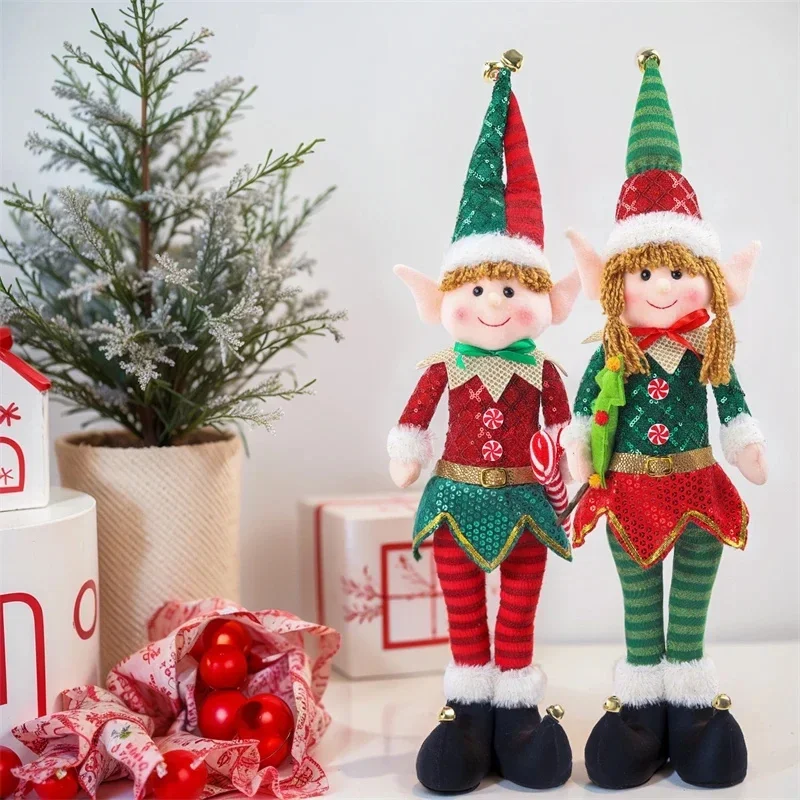 Fabric Standing Elf Plush Doll Christmas Party Centerpiece Table Decor Home Office Gift For Kids And Adults Cute Festive Accent