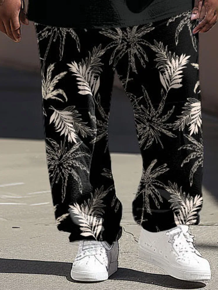 L-9XL Pants Plus Size Men Fashionable Personalized Hawaiian Graffiti Coconut Tree Print Casual And Comfortable Pants ZOOY