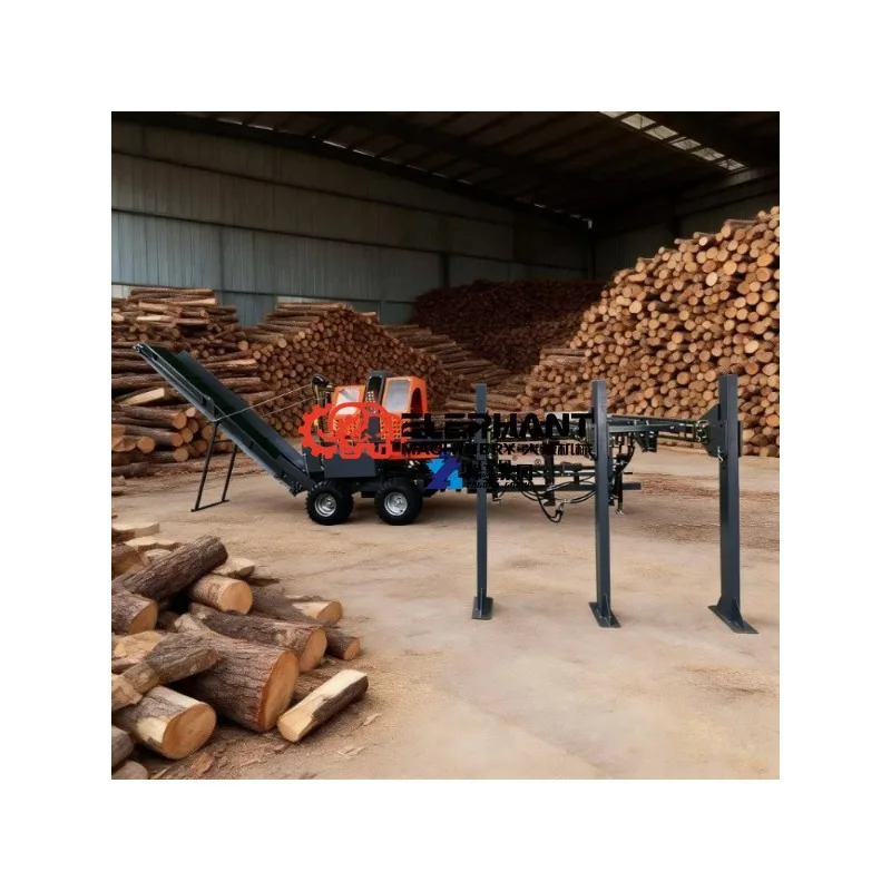 2026 New 45t Heavy Duty Diesel Hydraulic Automatic Splitting Firewood Processor