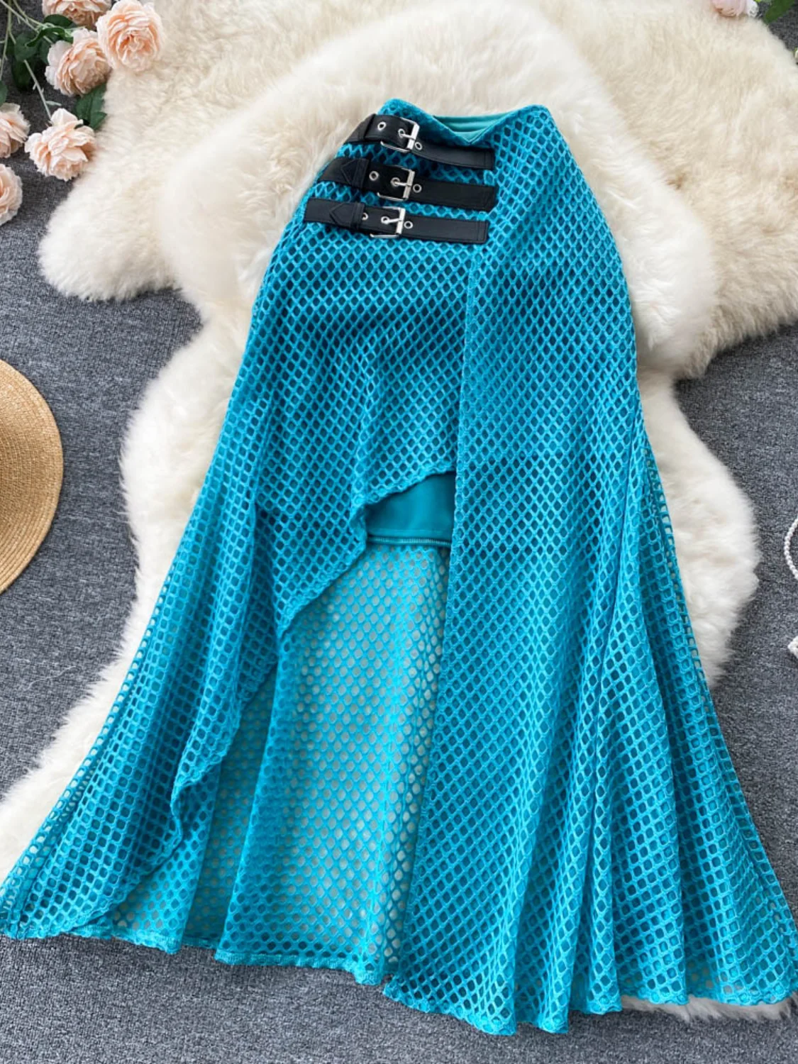 Hem Irregular Slit Mid-length Women's Seaside Vacation Beach High Waist A- Line Long Skirt 2023 Summer New Faldas De Mujer