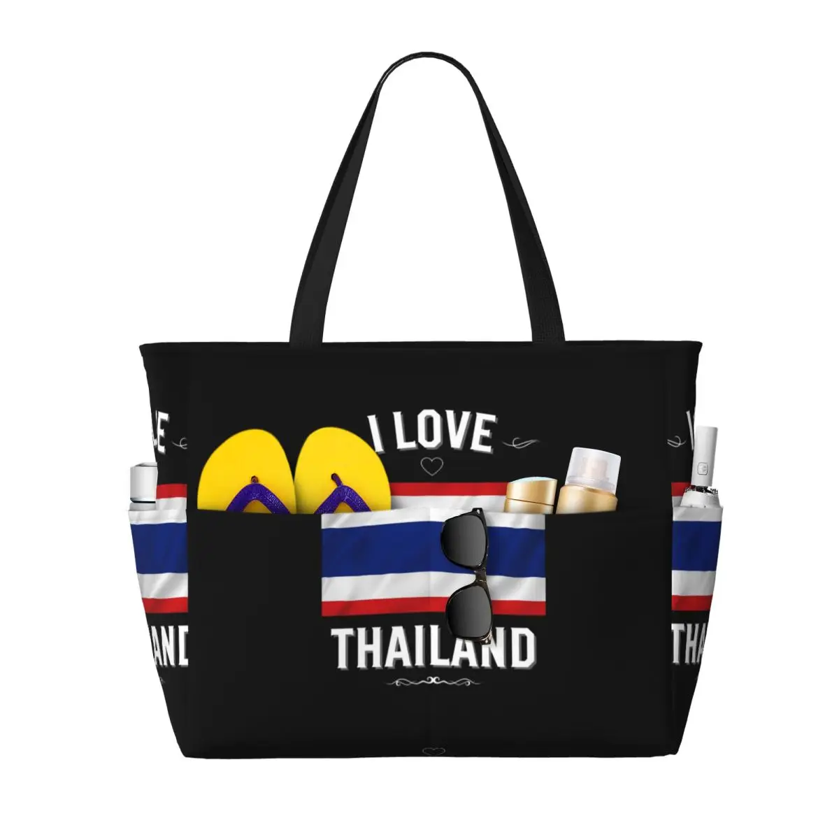 I Love Thailand Beach Tote Bag Sport Gym Yoga Duffle Large Tote Bag Women Travel Bag Fitness bag