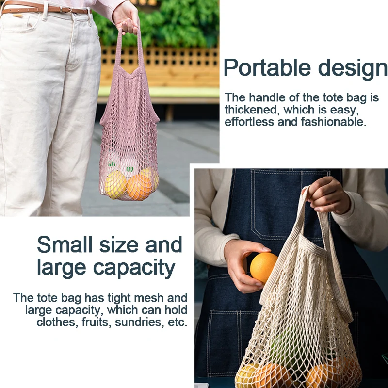 Reusable Grocery Produce Bags Cotton Mesh String Net Tote Bag Fruit Vegetable