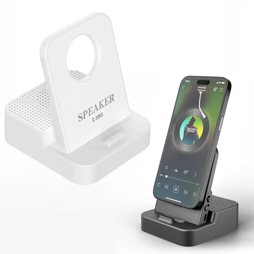 2-in-1 inductie mobiele telefoonhouder Antislip HD-geluid Draadloze Bluetooth-luidsprekerstandaard Multifunctioneel draagbaar